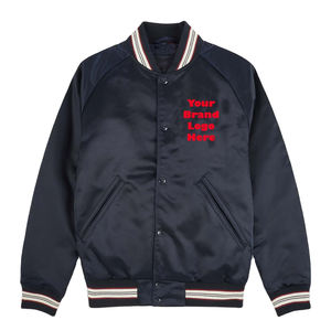 Wholesale High Quality Breathable Premium Satin Varsity Baseball College <b>Jacket</b> Unisex Plus Size Winter Zipper Front Pockets - Product Image 1