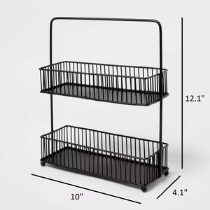 Hot Selling Two-Tier Premium Quality Kitchen Rack Black Metal <b>Sink</b> Tableware Food Organizer for Kitchen Use - Product Image 3