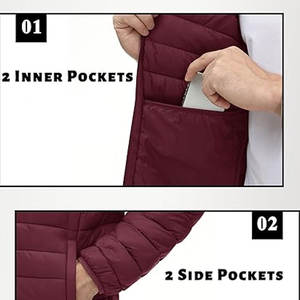 Veste matelassée doublée pour homme, légère, pliable, manteau d'hiver avec capuche, design personnalisable, approvisionnement direct d'usine - Product Image 5