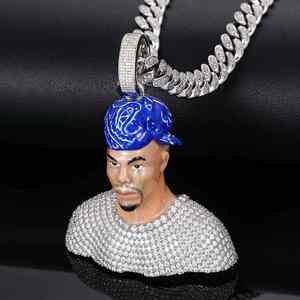 Joyería de Hip Hop de moda para ropa de fiesta hecha a mano con colgante de diamante de moissanita de corte brillante redondo de Plata de Ley 925 para hombres - Product Image 4