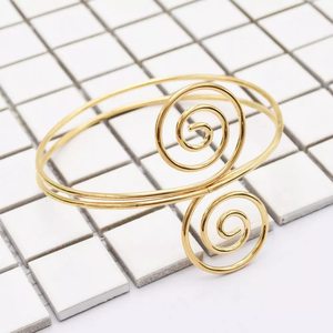 กำไลข้อมือโลหะสำหรับผู้หญิงกำไลข้อมือแขนชุบเงินกำไลข้อมือแบบกลวงสำหรับ2025 - Product Image 3