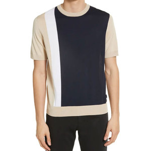 Jacquard Knit media manga camiseta hombres mujeres algodón mezcla Casual moda pulóver ligero transpirable elegante camiseta - Product Image 2