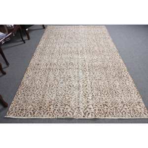 พรมทอขนสัตว์สีเบจสีน้ำตาล9.1ft x 5.7แบบเรียบดีไซน์แบบตุรกีสำหรับตกแต่งห้องนั่งเล่นวัยรุ่นพร้อมแผ่นยางรอง - Product Image 1