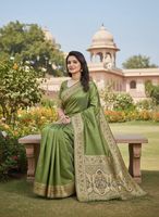 Sari en soie pure Dhwaja Export, douce et élégante, 5,50 mètres de long, avec blouse, motif gaufré Zari Meena Butti
