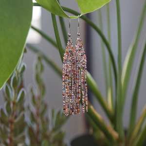 Handcrafted Colorful Beaded Fringe Earrings Brass Silver Plated Fashion <b>Jewellery</b> for Women and Girls Wear in Wedding Party's - Product Image 4