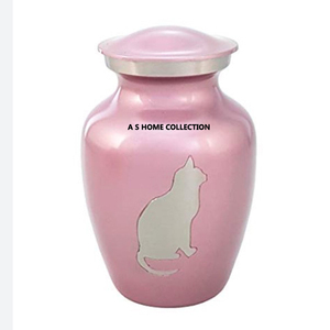 คอลสีฟ้าพร้อมพิมพ์ลายแมวโกศใส่ศพสัตว์เลี้ยงอลูมิเนียมโลหะทรงกลมดีไซน์แฟนซี - Product Image 5