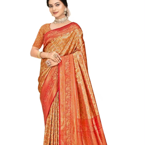 ผ้าส่าหรีผ้าไหมพิมพ์ลาย Banarasi จากนักออกแบบล่าสุด - Product Image 1