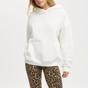 High Street Custom Embroidered Design Solid <b>White</b> Winter Oversized <b>Women's</b> <b>Hoodies</b> Loose Fit Quick Dry Thick Bottom Fleece 100% - Product Image 1