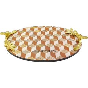 Plateau de service en forme de rectangle en bois de qualité supérieure avec base en verre transparent à prix impressionnant - Product Image 5