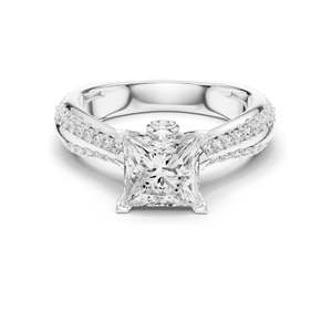 แหวนเพชรทรงปรินเซสคัท 2.59 กะรัต สำหรับผู้หญิง ความใส VVS-VS สี EF ทอง 18KT, 14KT, 10KT และเงิน 925 สีโรสโกลด์, สีเหลือง, สีขาว - Product Image 1