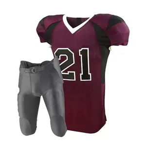 Conjuntos de uniformes de fútbol americano personalizados al por mayor de alta calidad, poliéster/algodón antibacteriano transpirable de manga corta - Product Image 6