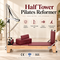 Machines de Pilates Reformer Clinique en promotion pour l'entraînement de yoga à domicile : Tour de Pilates Reformer en bois d'érable et chêne avec demi-trapèze