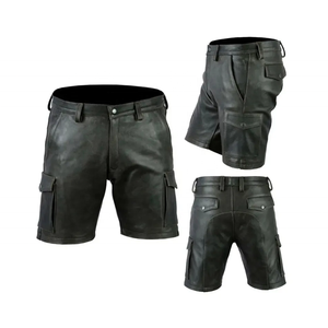 <b>Shorts</b> Drawstring-Closure Men's Brown <b>Leather</b> <b>Shorts</b> High-Waist Zipper-Fly Casual Style <b>Short</b> Length Solid Color - Product Image 4