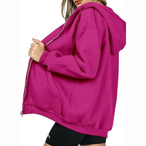 Sweat à capuche à fermeture éclair surdimensionné en coton éponge française de haute qualité sweats à capuche à demi fermeture éclair pour femmes sweat à capuche personnalisé pour femmes - Product Image 4