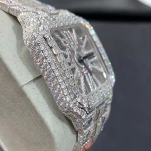 Reloj Hip Hop VVS Iced out personalizado para hombre, esfera de cristal redonda con caja de acero, ventana, pantalla analógica, función de fecha, regalo - Product Image 5