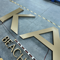 Lettres en métal doré rétroéclairées en acrylique personnalisées, panneau signalétique 3D, logo mural intérieur/extérieur, enseigne de bâtiment, enseigne commerciale LED