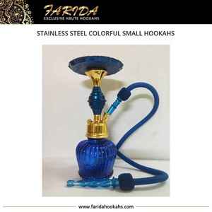 Venta al por mayor de cachimbas pequeñas de acero inoxidable portátil egipcio conjunto de cristal de colores con laca técnica competitiva precio de fábrica - Product Image 3