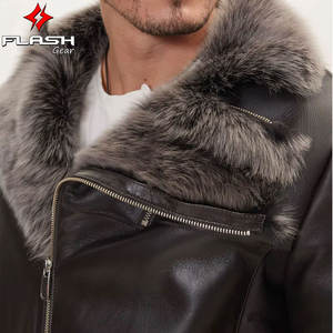 Chaqueta Reversible de Piel de Oveja Toscana, Chaqueta de Cuero Genuino, Cortavientos, Transpirable, Color Chocolate, Abrigo Cálido para Todas las Temporadas - Product Image 3