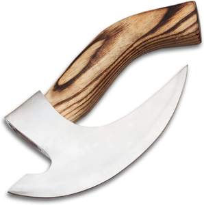 Hacha para Pizza de acero de alto carbono personalizada hecha a mano, cortador de Pizza de estilo Medieval, rebanador, Funda de cuero fino, mango de madera, grado Industrial - Product Image 5