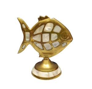 Soporte de vela de pescado de latón hecho a mano de Venta caliente con mesa de Incrustaciones de nácar decorativa utilizada en el hogar y las fiestas portavelas - Product Image 1