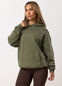 Ensemble sweat à capuche et pantalon de jogging en molleton olive pour femme, survêtement en coton mélangé doux idéal pour le salon de yoga en salle de sport ou pour un usage quotidien - Product Image 2