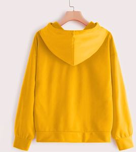 Dernier design de sweat-shirts pour femmes, vêtements décontractés, toutes les couleurs, respirant, écologique, col à capuche brodé, logo sur le devant, 100% polyester - Product Image 3