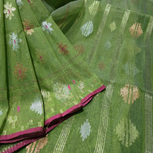 Nueva llegada Deshi Dhakai Jamdani Sharee calidad de exportación para mujeres JAMDANI tela azul rojo verde dorado cielo azul de Bangladesh - Product Image 1