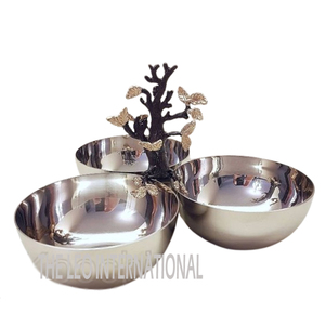 Acier inoxydable Aluminium Métal Forme Ronde Design Bol Décoratif Brillant Poli Servant À La Mode Ensemble de 2 Bol - Product Image 5