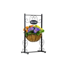 Hand Made Black Finished Iron Luxury Welcome Stand Hanging <b>Basket</b> Hotel Restaurant Wedding Events Party Decor Outdoor <b>Display</b> - Product Image 1