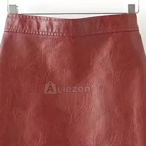 Fashion Women <b>Leather</b> <b>Skirt</b> With Front Slit Soft <b>Pu</b> Women <b>Leather</b> <b>Skirt</b> For Daily Wear In Stock - Product Image 6