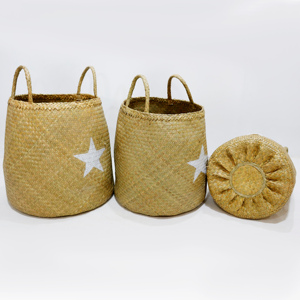 Panier artisanal rond naturel fait à la main Conception de feuille de palmier pour le stockage de restaurant d'hôtel à la maison Nouveau design - Product Image 3