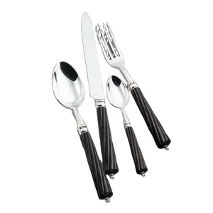 Royal Stainless Steel <b>Cutlery</b> Set With Handcrafted Design and <b>Black</b> Handle Perfect for Dining at Home and Restaurants - Product Image 2