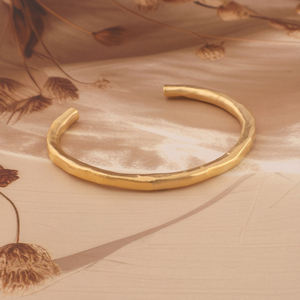 Brazalete de oro de latón macizo, pulsera de uso regular apilable al por mayor con textura desigual ajustable - Product Image 2