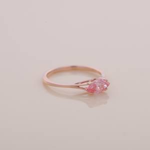 IGI Certified Marquise Cut Pink Diamond Solitaire <b>Ring</b> In 14K Rose / Yellow & White Gold - Product Image 5