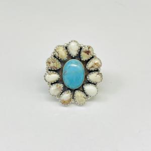 Kingman Turquoise <b>Ring</b> Full Finger <b>Ring</b> Kingman Turquoise Jewelry <b>Statement</b> <b>Ring</b>, Bohemian <b>Ring</b>, Promise Gift <b>Ring</b> - Product Image 4