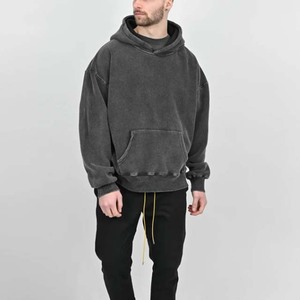 Venta al por mayor de sudaderas con capucha de rizo francés lavadas con ácido 100% algodón sudaderas vintage cómodas básicas precio barato opciones OEM para el invierno - Product Image 4