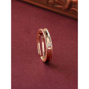 Anillo de diamante de oro rosa solitario doble ajustable para mujer - Product Image 1