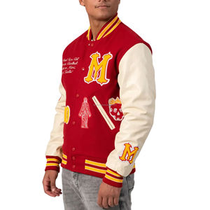 Chaqueta Varsity Unisex Estilo Western, Cuerpo de Lana, Mangas de Cuero, Cuello Redondo, Parches Vaqueros, Bordado con Diseños, Chaqueta Bomber - Product Image 5