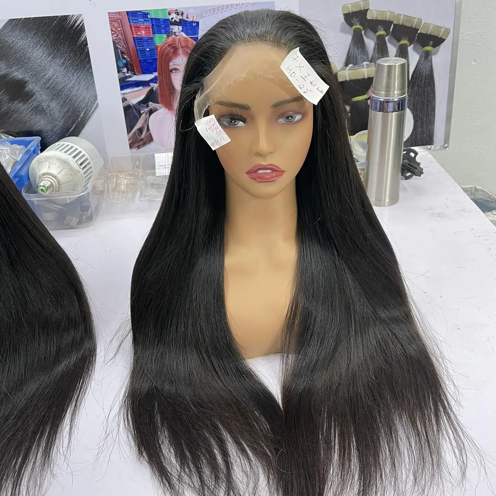 Mật độ 180% preplucked glueless tóc giả tự nhiên màu đen 13x4 ren đầy đủ phía trước Việt Trinh nữ tóc giả phía trước cho màu đen Wo