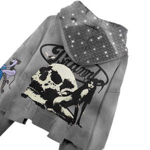 ชุดลำลองผู้ชายสไตล์สตรีทแวร์ คอลเลคชั่นใหม่ 2026 ผ้าระบายอากาศดี ตกแต่งด้วยคริสตัล ลุคซันเฟด ล้างสีแบบแอซิด คุณภาพพรีเมียม - Product Image 3