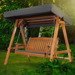 Alfordson Canopy Swing Chair 3 Seater Garden Wooden Teak For Outdoor - Product Image 5