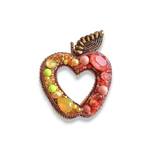 Broche negro con forma de manzana, broche de moda, Perla de cristal, bordado a mano, lingotes de alambre con cuentas para fiesta, regalo de boda, Material de cobre - Product Image 3