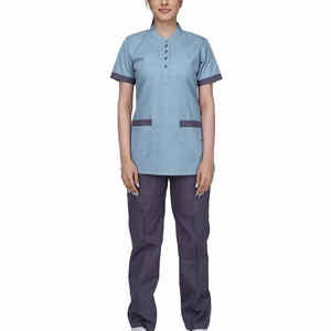 Ensemble d'uniformes médicaux de haute qualité à col en V pour infirmières, en toile, uniforme d'hôpital, séchage rapide, unisexe, 100% coton - Product Image 5