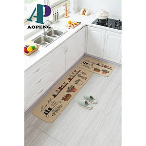 Ensemble de tapis de cuisine personnalisés, dessus en lin, fond en caoutchouc, absorbant l'eau, lavable, tapis décoratifs personnalisés, style moderne, nouveauté - Product Image 3