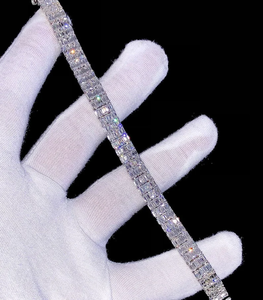 Pulsera de tenis con moissanita de corte esmeralda y diamantes engastados, de plata de ley 925, pulsera llamativa brillante para unisex - Product Image 4