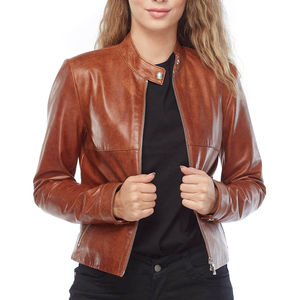 <b>Women's</b> <b>Jackets</b> Biker <b>Bomber</b> Plus Size <b>Women</b> <b>Leather</b> <b>Jacket</b> Customized Zipper OEM <b>Leather</b> <b>Jackets</b> <b>for</b> <b>Women</b> Custom Logo 2025 - Product Image 4