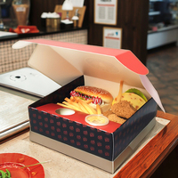 Boîte en papier personnalisée à emporter en matériaux recyclés avec compartiments en mousse et supports pour trempettes, en forme de tiroir, pour frites, ailes de poulet et plats chauds
