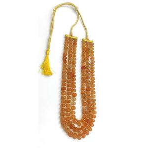 สร้อยคอควอตซ์น้ำผึ้ง10-12มม. รูปทรงฟักทองพลอยเรียบยาว20นิ้ว3ชั้นสร้อยคอควอตซ์แตงโมลูกปัดสร้อยคอวินเทจ - Product Image 1