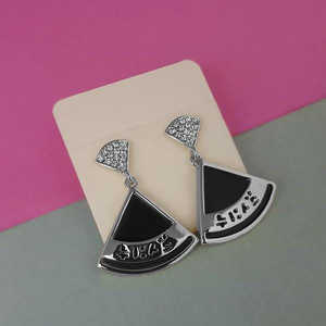 Urthn audain ต่างหูห้อยสีดำเคลือบฟัน dangler 1312821B ทันสมัยหินฝังของผู้หญิง - Product Image 1