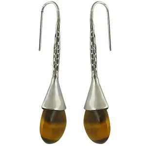 Pendientes de Plata 925 con Ojo de Tigre para Mujer, Joyería de Moda con Piedras Preciosas - Product Image 1
